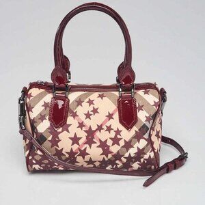 Burberry Beige/Red Supernova Star Check Coated Canvas and Leather Crossbody Bag